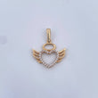 Dije Silueta Corazon Alas 1.55gr / 2.3cm / Circones Blancos Oro Amarillo 18K &