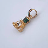 Dije Cabeza Pato Millonario 5gr / 2.6cm / Circones Blancos Verdes Oro Amarillo 18K &