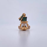 Dije Cabeza Pato Millonario 5gr / 2.6cm / Circones Blancos Verdes Oro Amarillo 18K &