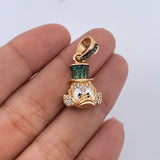 Dije Cabeza Pato Millonario 5gr / 2.6cm / Circones Blancos Verdes Oro Amarillo 18K &