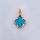 Dije Trebol 3gr / 2.4cm / Azul Turqueza Oro Amarillo Nac.Esp. 18K &