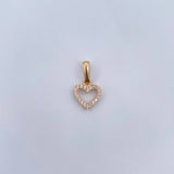 Dije Silueta Corazon 0.7gr / 1.5cm / Circones Blancos Oro Amarillo 18K &
