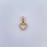Dije Silueta Corazon 0.7gr / 1.5cm / Circones Blancos Oro Amarillo 18K &