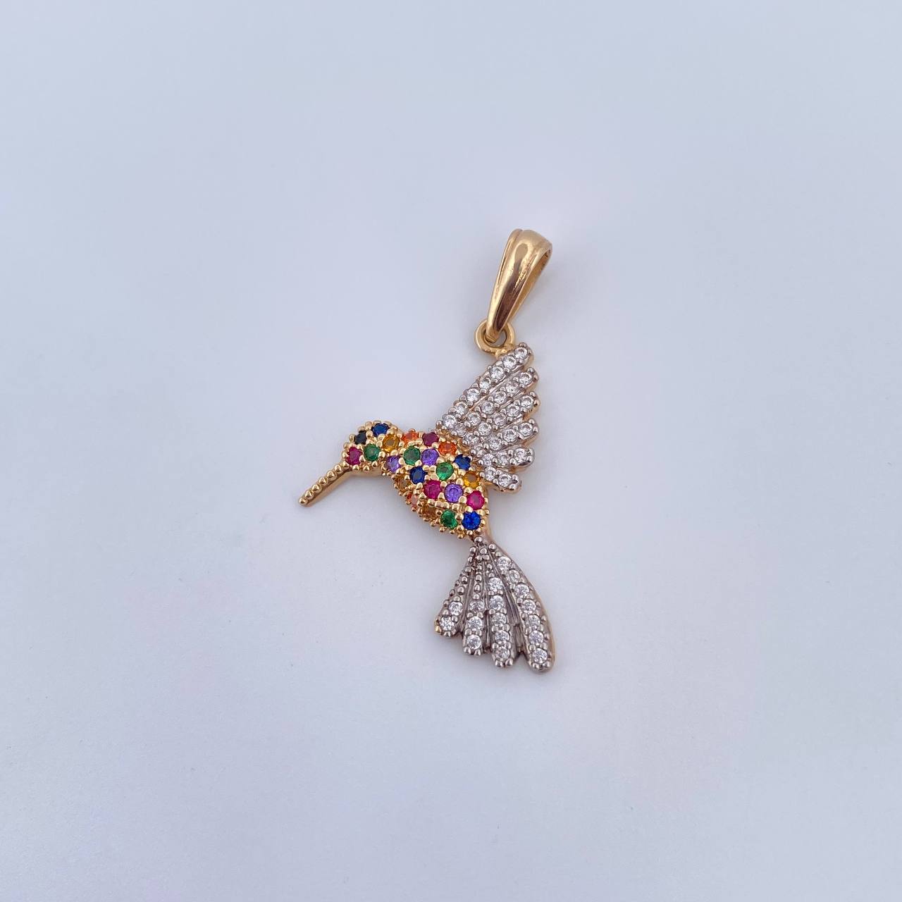 Dije Colibri 2gr / 3.2cm / Circones De Colores Oro Amarillo Blanco 18K &