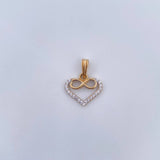 Dije Silueta Corazon Infinito 1.05gr / 1.7cm / Circones Blancos Oro Amarillo 18K &