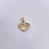 Dije Silueta Corazon Infinito 1.05gr / 1.7cm / Circones Blancos Oro Amarillo 18K &
