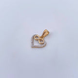 Dije Silueta Corazon Infinito 1.05gr / 1.7cm / Circones Blancos Oro Amarillo 18K &