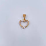 Dije Silueta Corazon 0.85gr / 1.8cm / Circones Blancos Oro Amarillo 18K &
