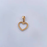 Dije Silueta Corazon 0.85gr / 1.8cm / Circones Blancos Oro Amarillo 18K &