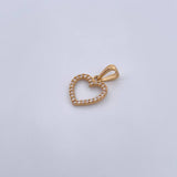 Dije Silueta Corazon 0.85gr / 1.8cm / Circones Blancos Oro Amarillo 18K &