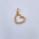 Dije Silueta Corazon 1.3gr / 2.2cm / Circones Blancos Oro Amarillo 18K &