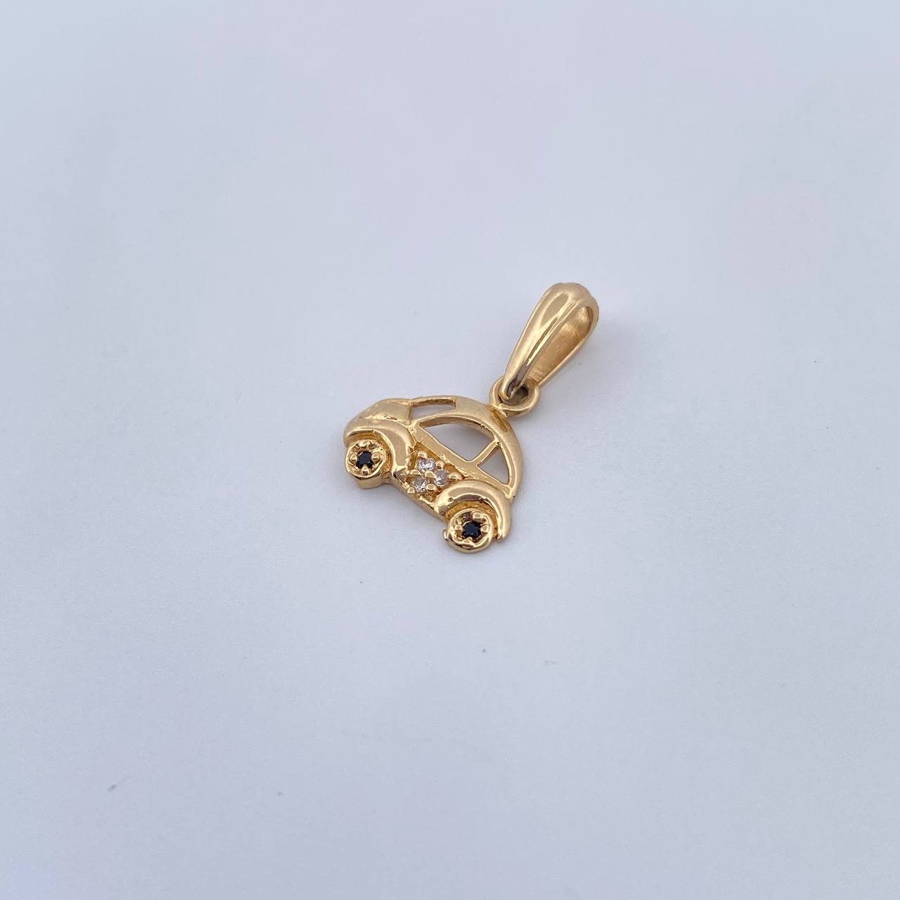 Dije Carro 0.8gr / 1.6cm / Circones Blancos Negros Oro Amarillo 18K &