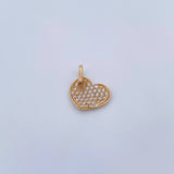 Dije Corazon Tupido 1.35gr / 1.7cm / Circones Blancos Oro Amarillo 18K &