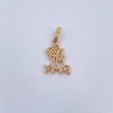 Dije Family Corazon 1.55gr / 2.3cm / Circones Blancos Oro Amarillo 18K &