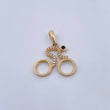 Dije Bicicleta 1.55gr / 2.2cm / Circones Blancos Negros Oro Amarillo 18K &