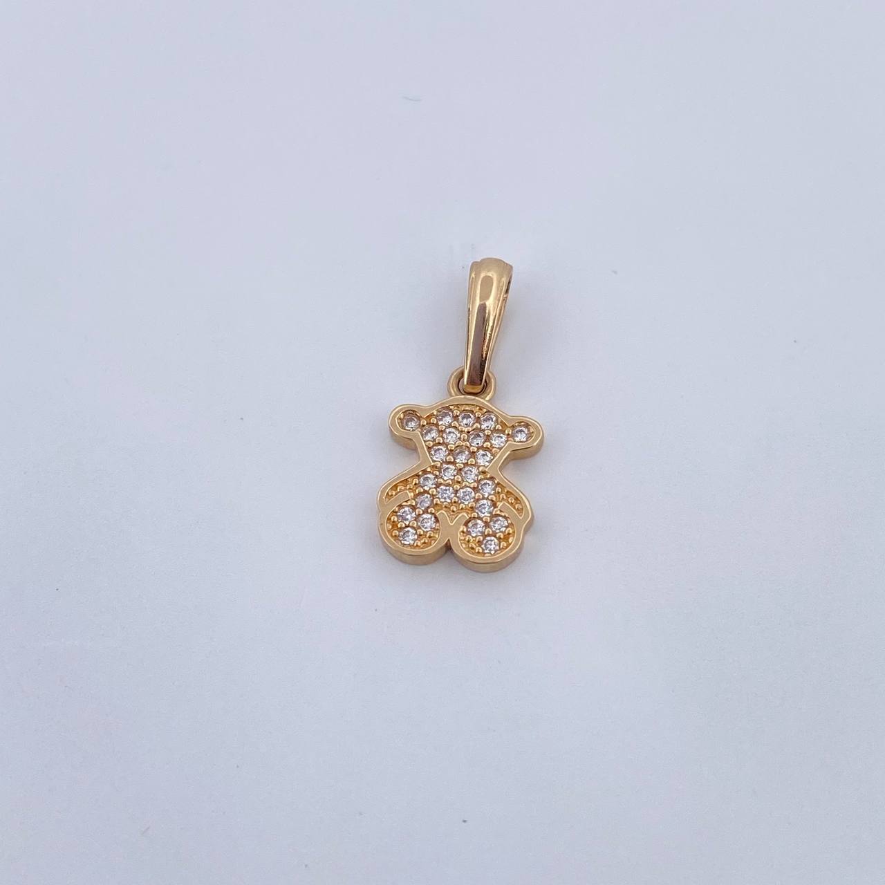 Dije Oso Ts  1.1gr / 1.8cm / Circones Blancos Oro Amarillo 18K &