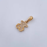 Dije Oso Ts  1.1gr / 1.8cm / Circones Blancos Oro Amarillo 18K &