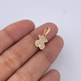 Dije Oso Ts  1.1gr / 1.8cm / Circones Blancos Oro Amarillo 18K &