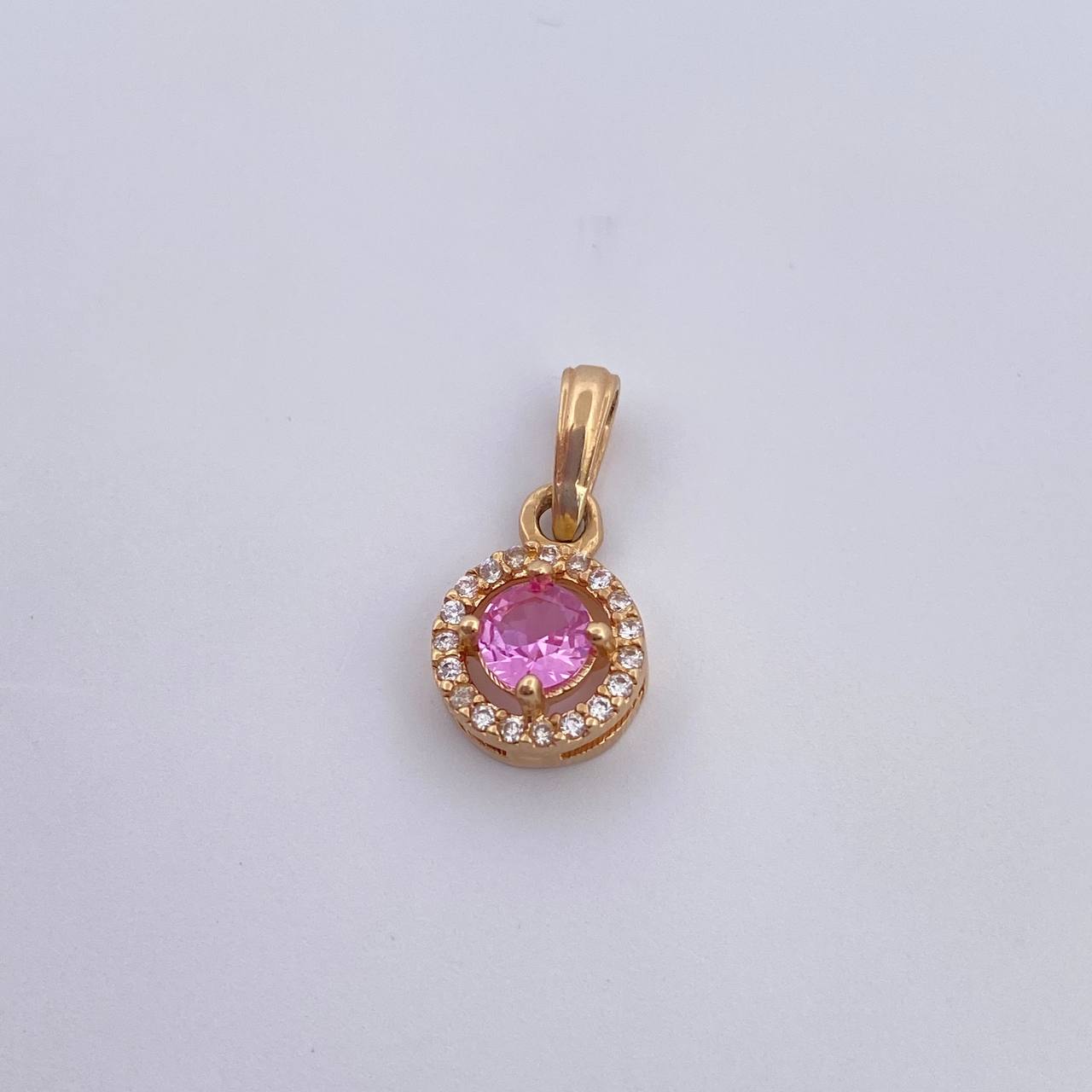 Dije Halo 1.6gr / 1.8cm / Cicones Blancos Rosado Oro Amarillo 18K &