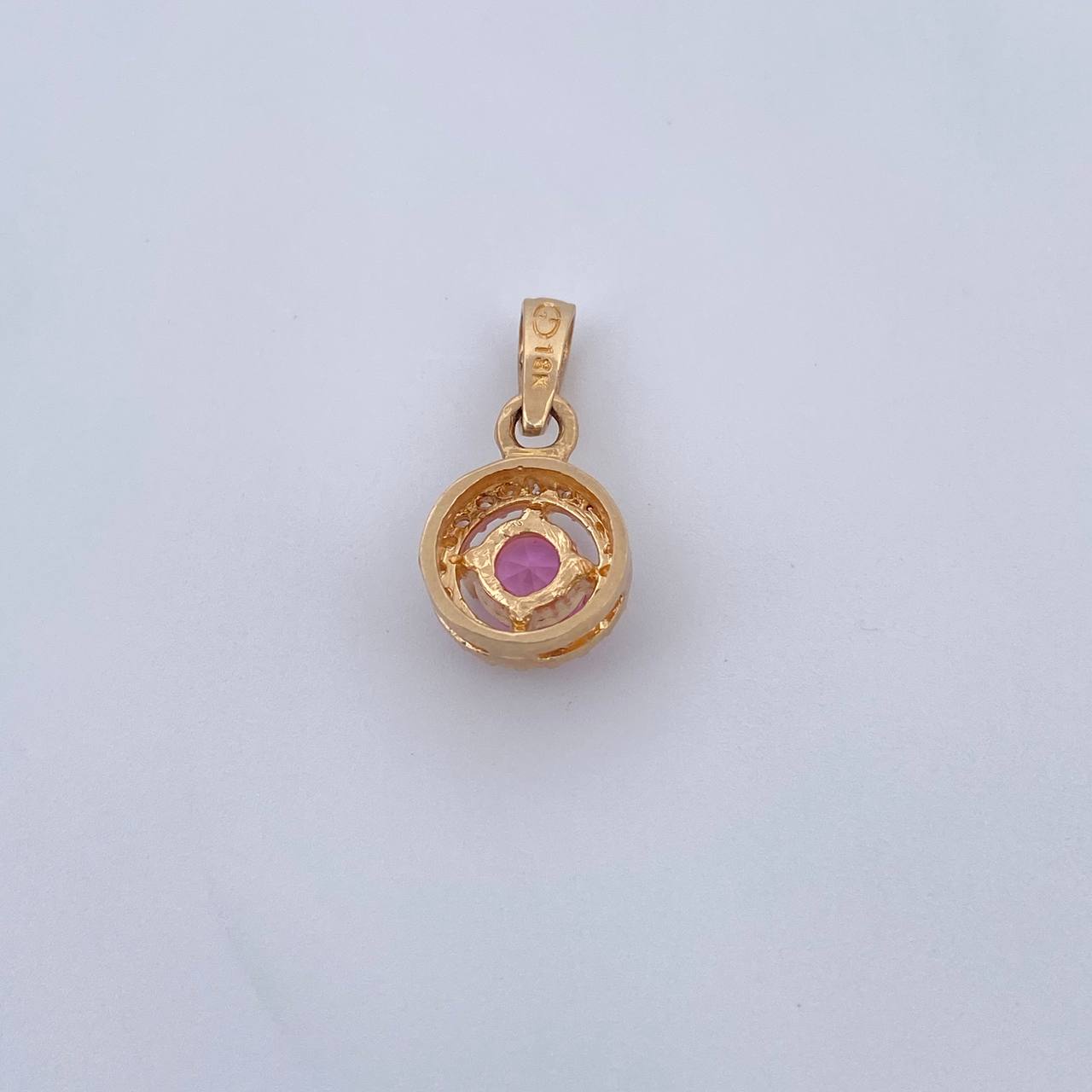 Dije Halo 1.6gr / 1.8cm / Cicones Blancos Rosado Oro Amarillo 18K &