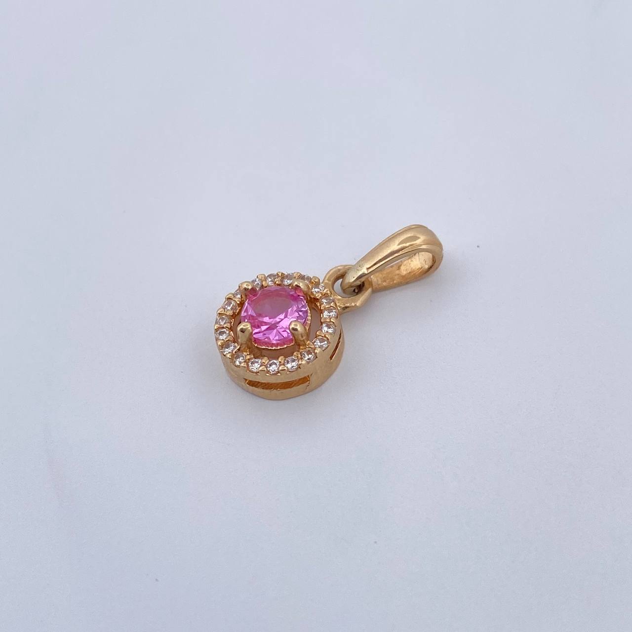 Dije Halo 1.6gr / 1.8cm / Cicones Blancos Rosado Oro Amarillo 18K &