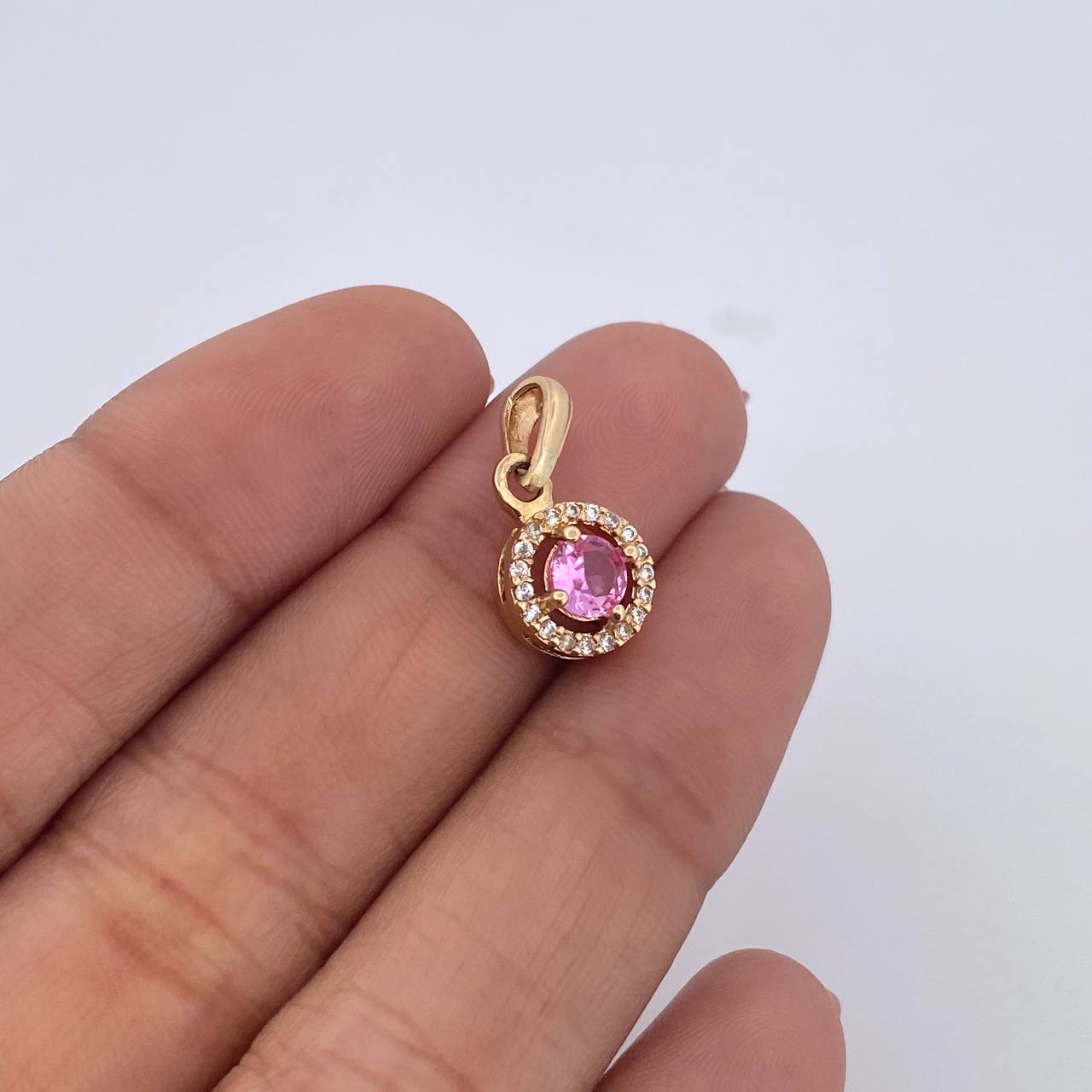 Dije Halo 1.6gr / 1.8cm / Cicones Blancos Rosado Oro Amarillo 18K &
