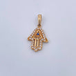 Dije Mano Hamsa 1.55gr / 2.5cm / Circones Blancos Azul Oro Amarillo 18K &