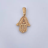 Dije Mano Hamsa 1.55gr / 2.5cm / Circones Blancos Azul Oro Amarillo 18K &