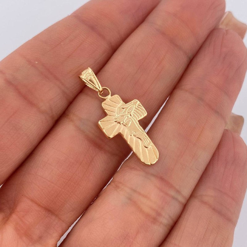 Dije Cruz Rostro Cristo 0.8gr / 2.6cm / Oro 18K $