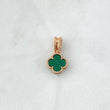 Dije Trebol VCyA 1.4gr / 2cm / Malaquita Verde Punteado Circones Blancos Oro Rosa Nac.Esp. 18K ©