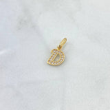 Dije Letra D Silueta 0.7gr / 1,6cm / Circones Blancos Oro Amarillo 18K ©
