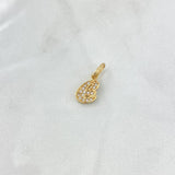 Dije Letra E Silueta 0.75gr / 2.1cm / Circones Blancos Oro Amarillo 18K ©