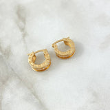 Candongas Rusticas Basteadas 4.6gr / 1.4cm / Doble Carril Circones Blancos Oro Amarillo 18K ©