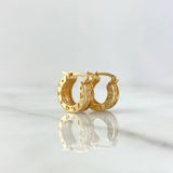 Candongas Rusticas Basteadas 4.6gr / 1.4cm / Doble Carril Circones Blancos Oro Amarillo 18K ©