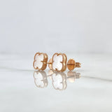 Topos Trebol VCyA 2.7gr / 8mm Nacar Blanco Borde Punteado Oro Rosa Nac.Esp. 18K ©