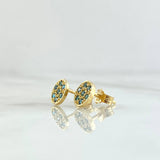 Topos Rusticos 1.15gr / 8mm Circones Verdes Oro Amarillo 18K