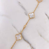 Cadena Aro Seguido Trebol  28.65gr / 45cm / 2.2mm Nacar Blanco Oro Amarillo Nac.Esp. 18K $