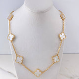 Cadena Aro Seguido Trebol  28.65gr / 45cm / 2.2mm Nacar Blanco Oro Amarillo Nac.Esp. 18K $