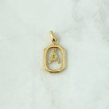 Dije Letra A Marco 1.8gr / 2.5cm / Circones Blancos Oro Amarillo 18K