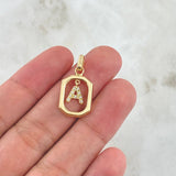 Dije Letra A Marco 1.8gr / 2.5cm / Circones Blancos Oro Amarillo 18K