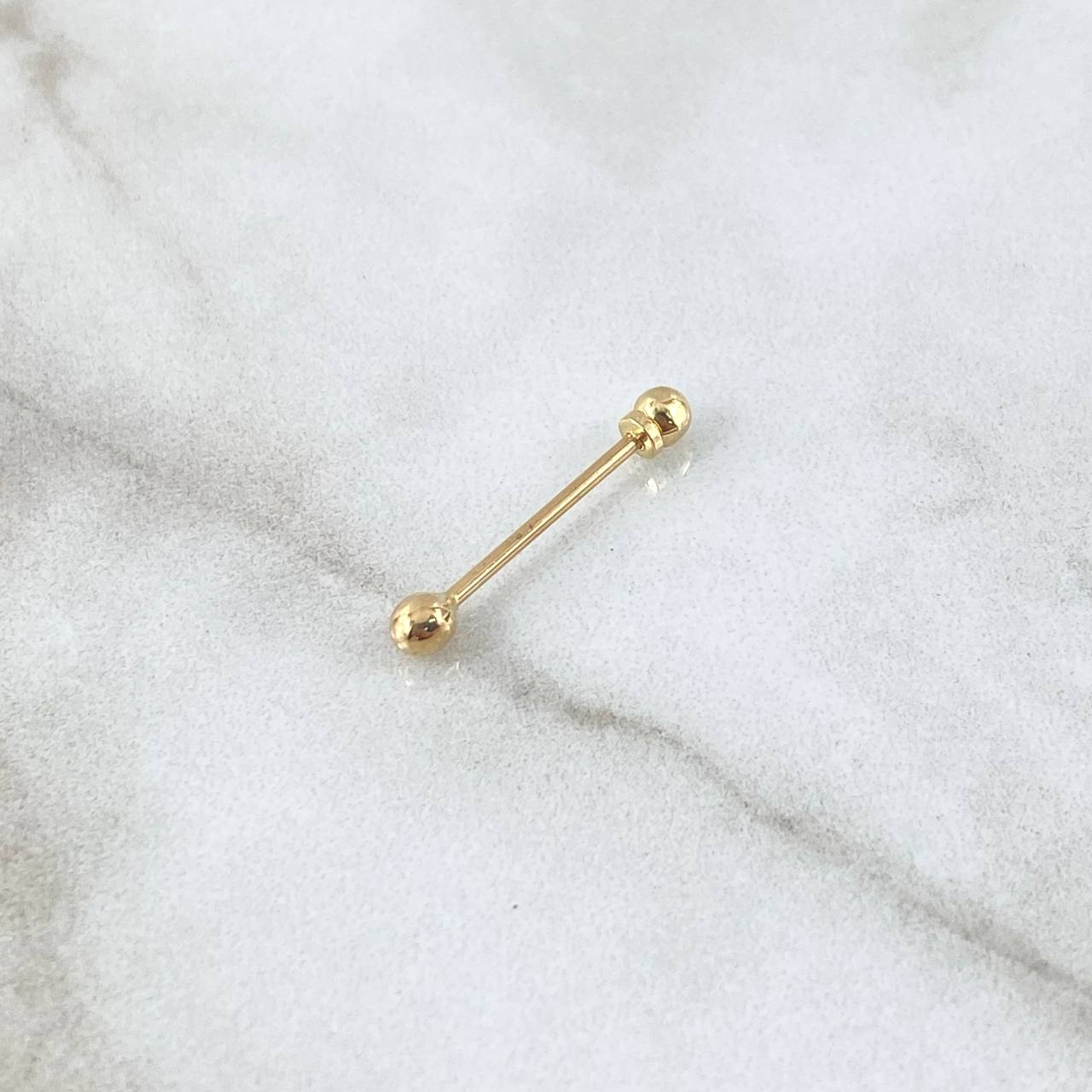 Piercing Nipple Piercing 0.35gr / 2.1cm / Bola 3mm Para Pezón - Bola Rosca Oro Amarillo 18K (Joya) *