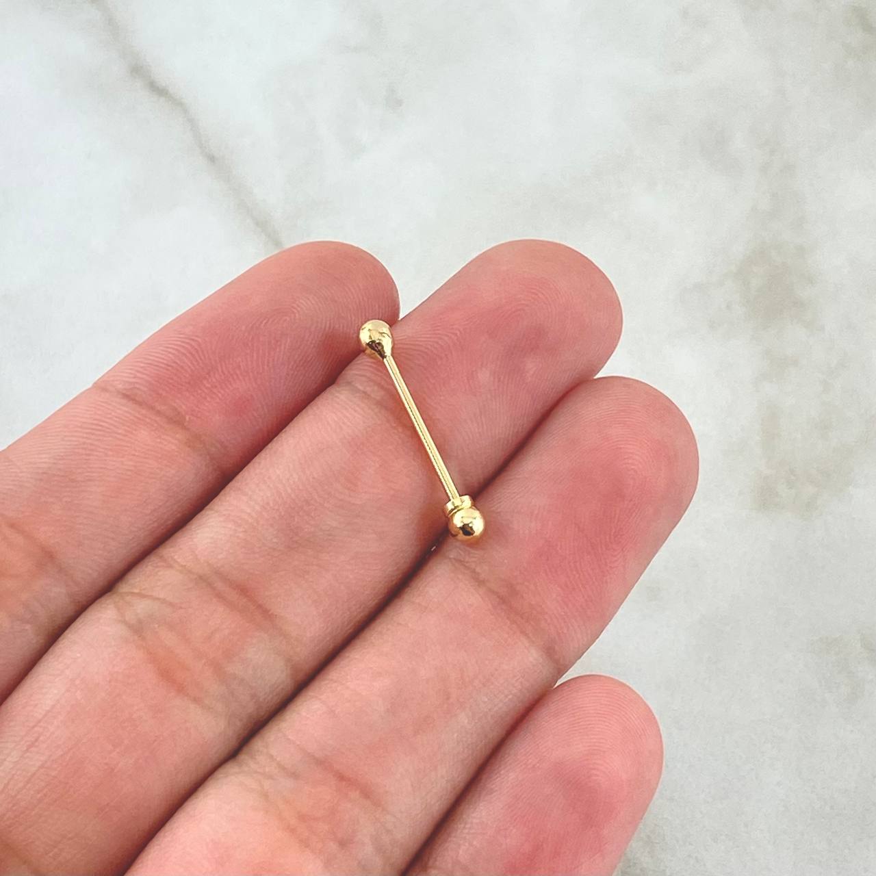 Piercing Ombligo Bola 0.35gr / 2cm / 3mm Lisa Rosca Bola Oro Amarillo 18K (Joya)