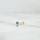 Piercing Chispa Fija Bisel 0.1gr / 1cm / Circon Azul Celeste Mate Oro Amarillo 18K (Joya)