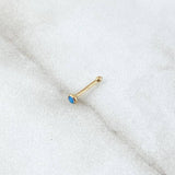 Piercing Chispa Fija Bisel 0.1gr / 1cm / Circon Azul Celeste Mate Oro Amarillo 18K (Joya)