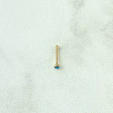 Piercing Chispa Fija Bisel 0.1gr / 1cm / Circon Azul Celeste Mate Oro Amarillo 18K (Joya)