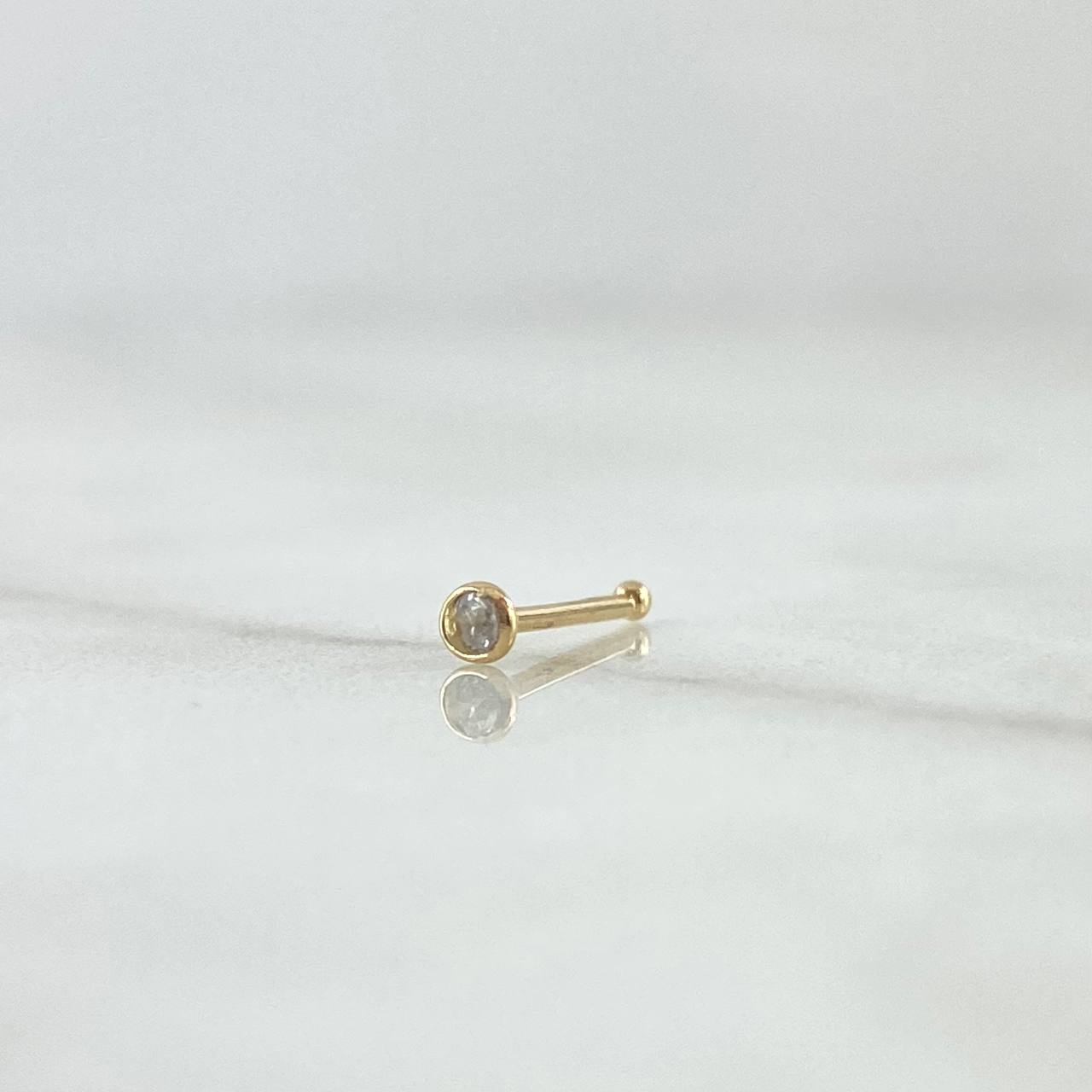 Piercing Chispa Fija Bisel 0.1gr / 1cm / Circon Blanco Oro Amarillo 18K (Joya) *