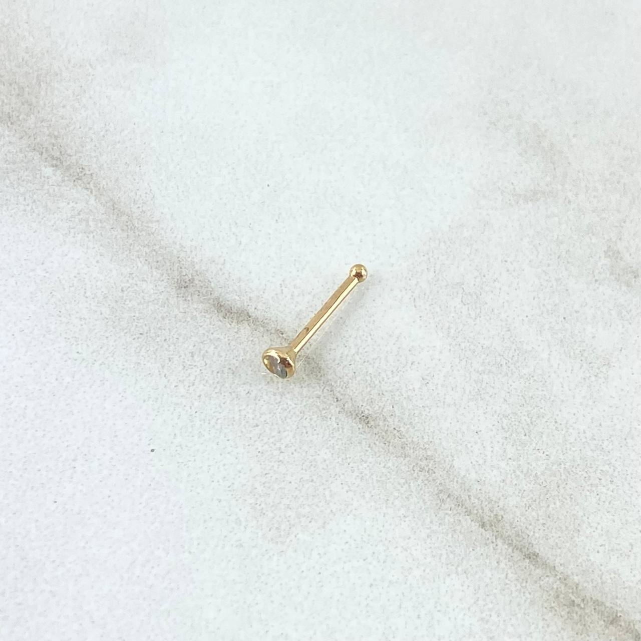 Piercing Chispa Fija Bisel 0.1gr / 1cm / Circon Blanco Oro Amarillo 18K (Joya) *
