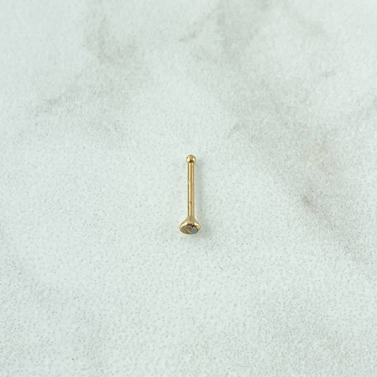 Piercing Chispa Fija Bisel 0.1gr / 1cm / Circon Blanco Oro Amarillo 18K (Joya)