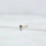 Piercing Chispa Fija Bisel 0.1gr / 1cm / Circon Violeta Oro Amarillo 18K (Joya)