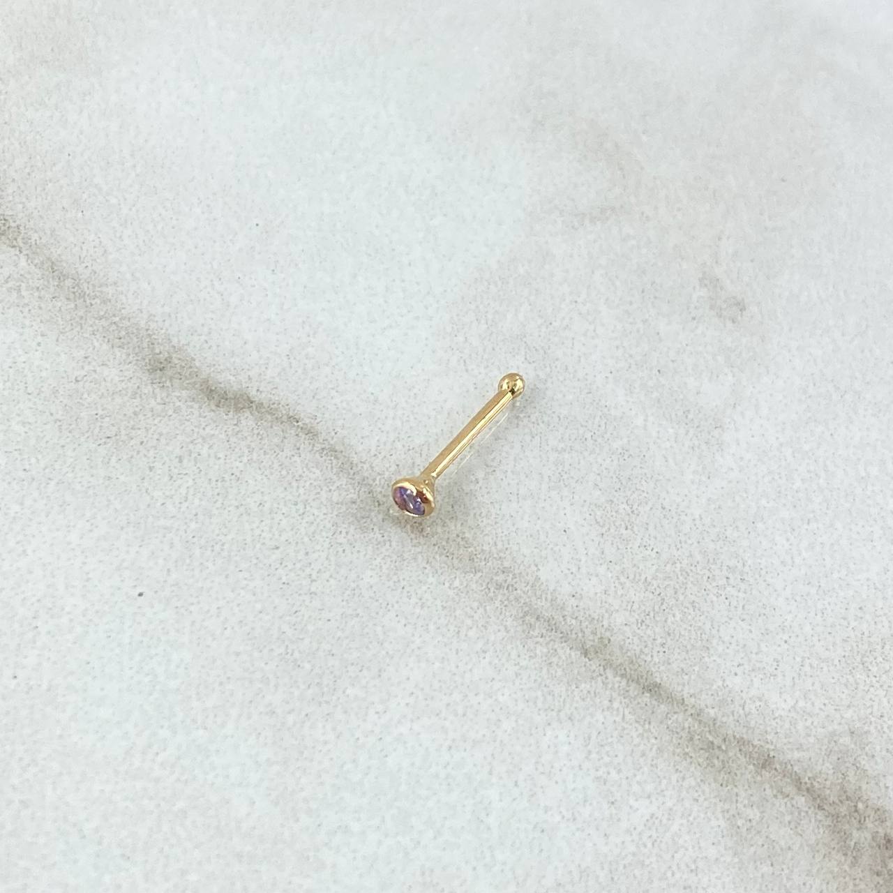 Piercing Chispa Fija Bisel 0.1gr / 1cm / Circon Violeta Oro Amarillo 18K (Joya)